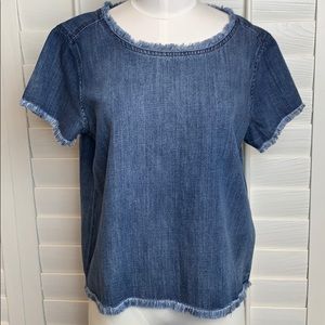 Cloth & stone denim frayed shirt size M Zip back